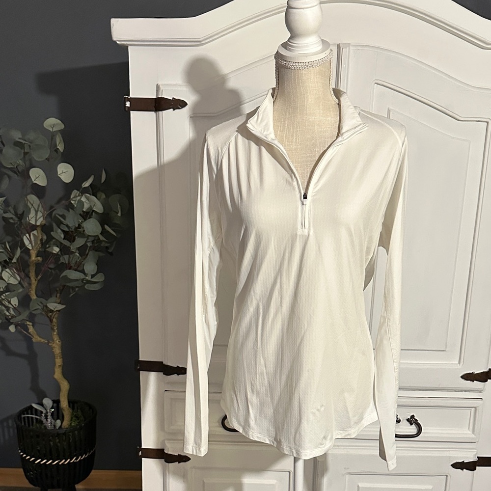 Walter Hagen Cream Long Sleeve Quarter-Zip Top
